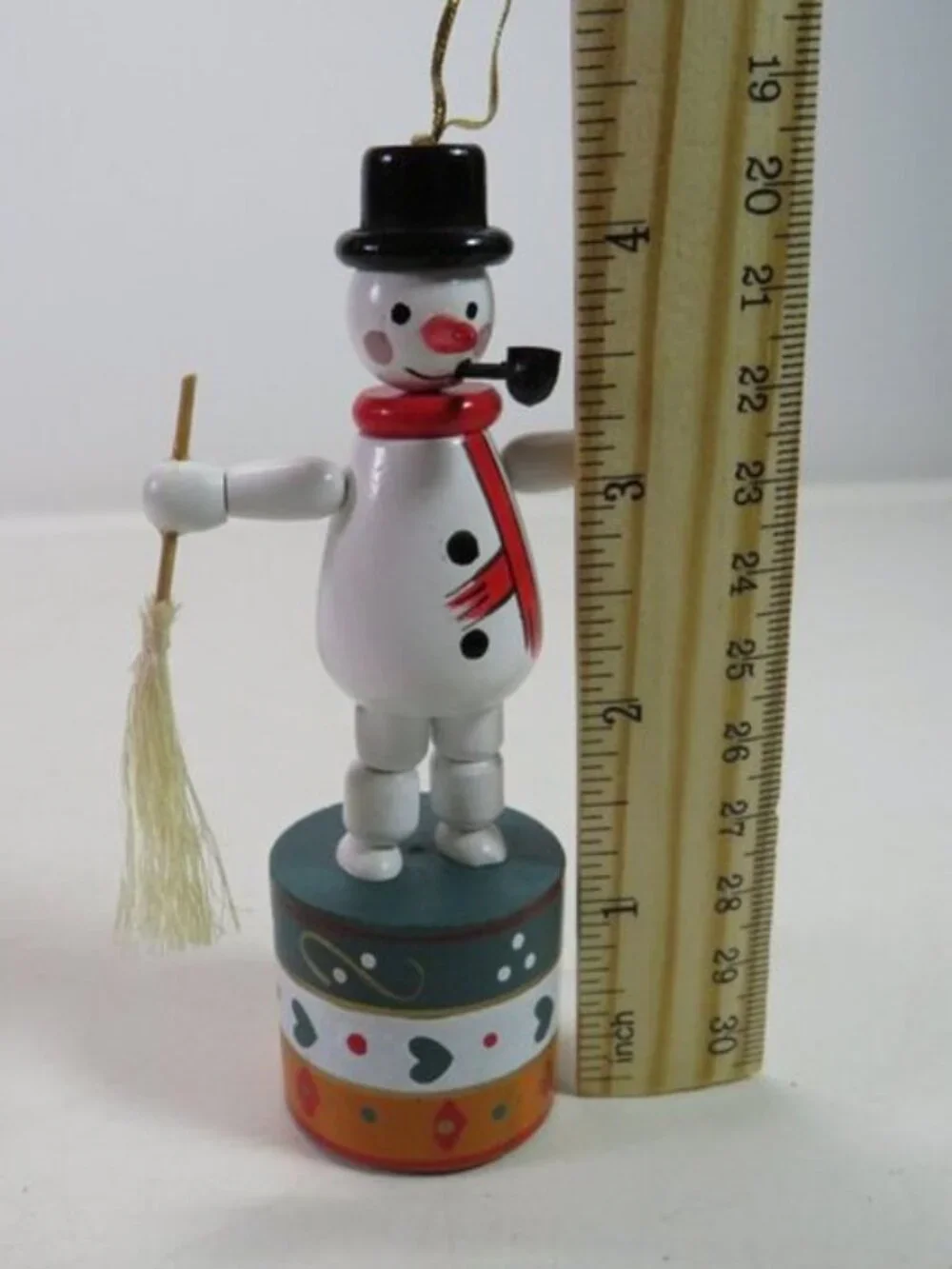 Vintage Wooden Collapsing Snowman Thumb Puppet Wakouwa Toy Christmas Ornament